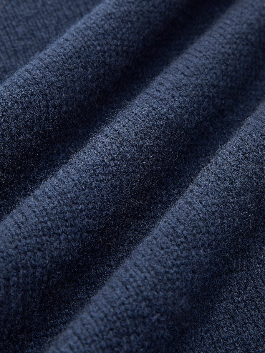 Women's Denim-Collar Knit Polo Sweater