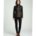 Women's Diamond-Quilted Zip-Up Faux Leather Jacket