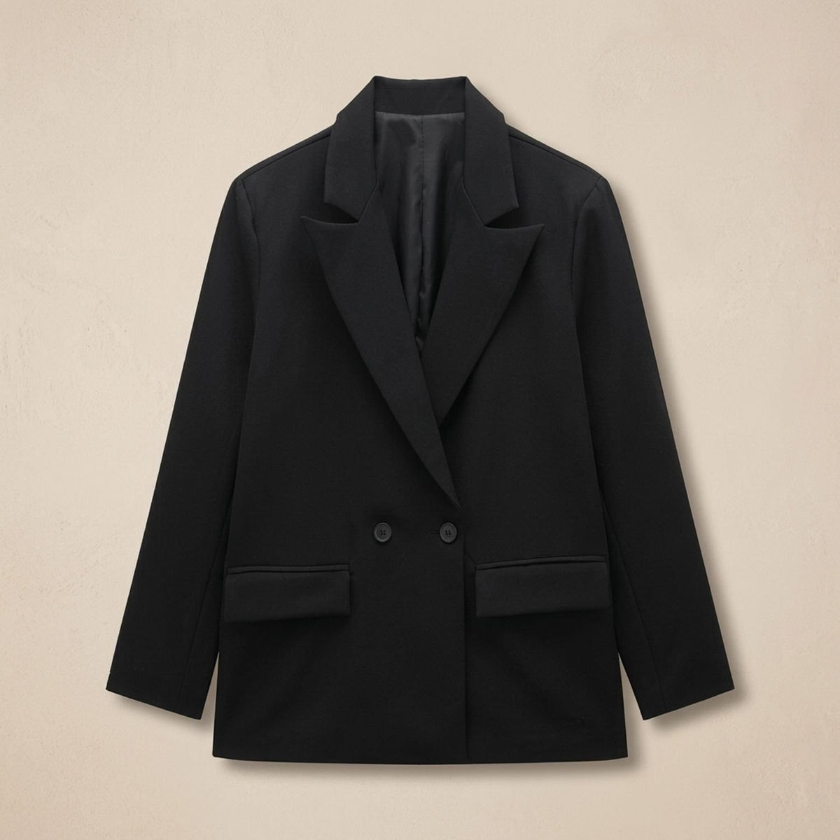 Women's Double-Breasted Tailored Straight-Fit Blazer Jacket - Black