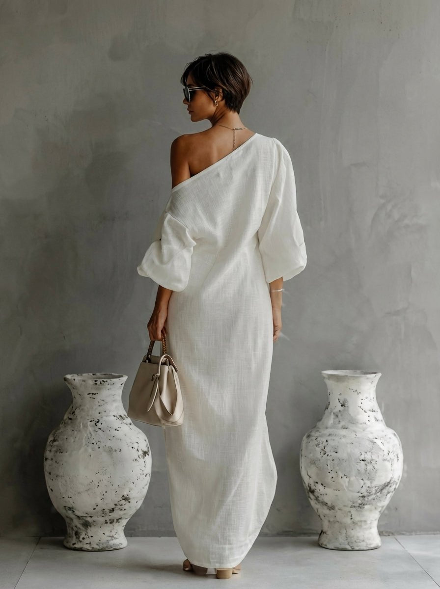 Women's Dress Elegant One-Shoulder Maxi Long Sleeve