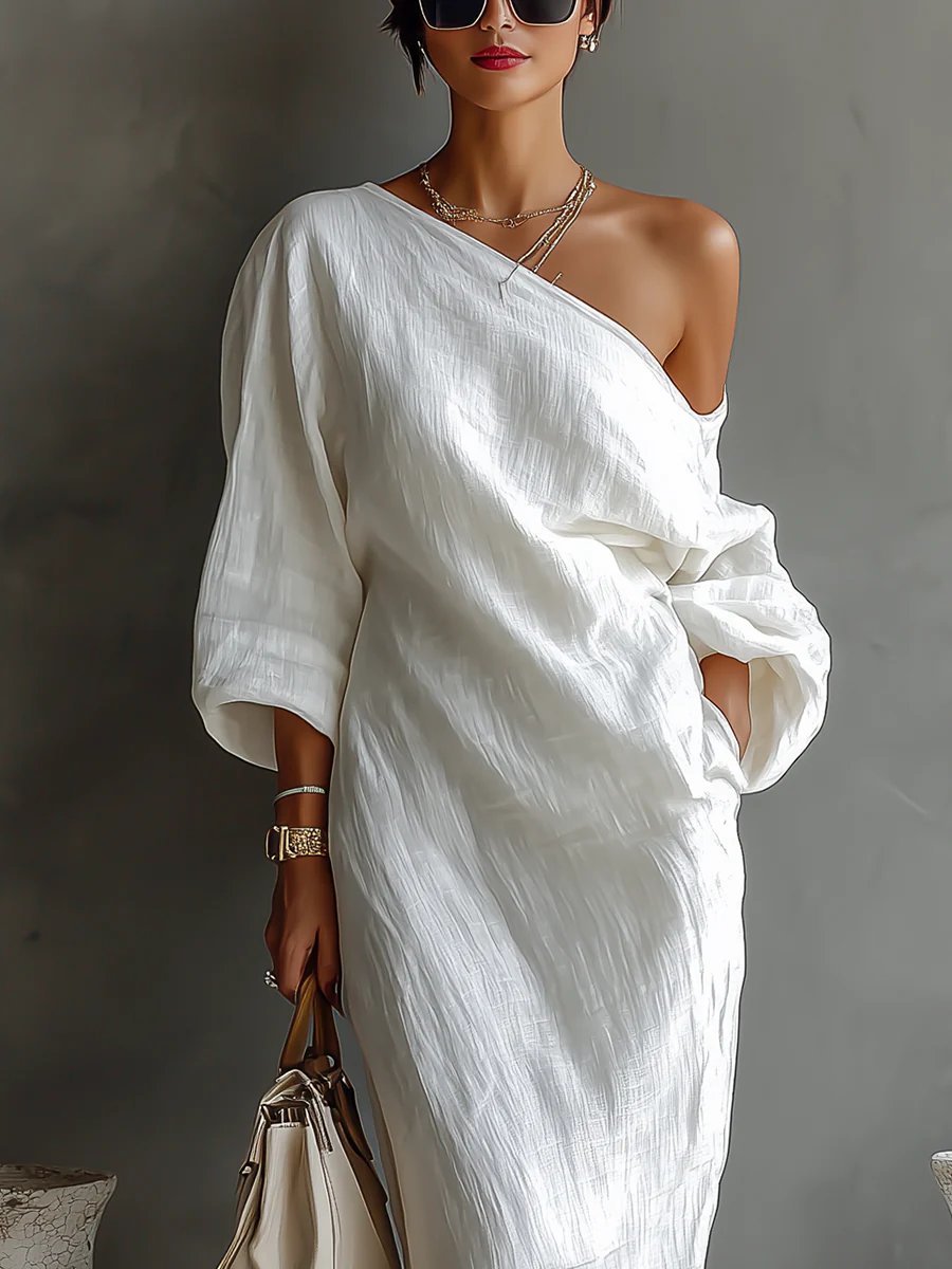 Women's Dress Elegant One-Shoulder Maxi Long Sleeve