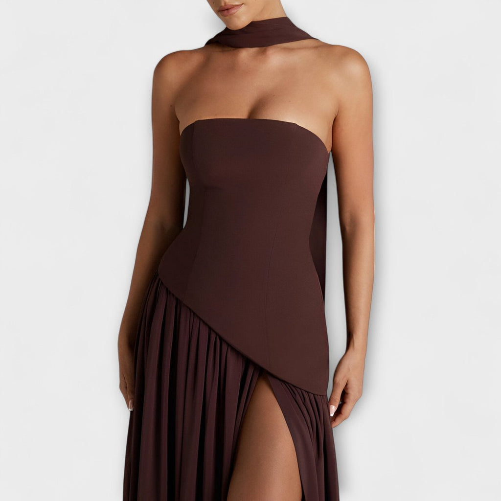 Women's Elegant Halter-Neck Flowing Maxi Dress