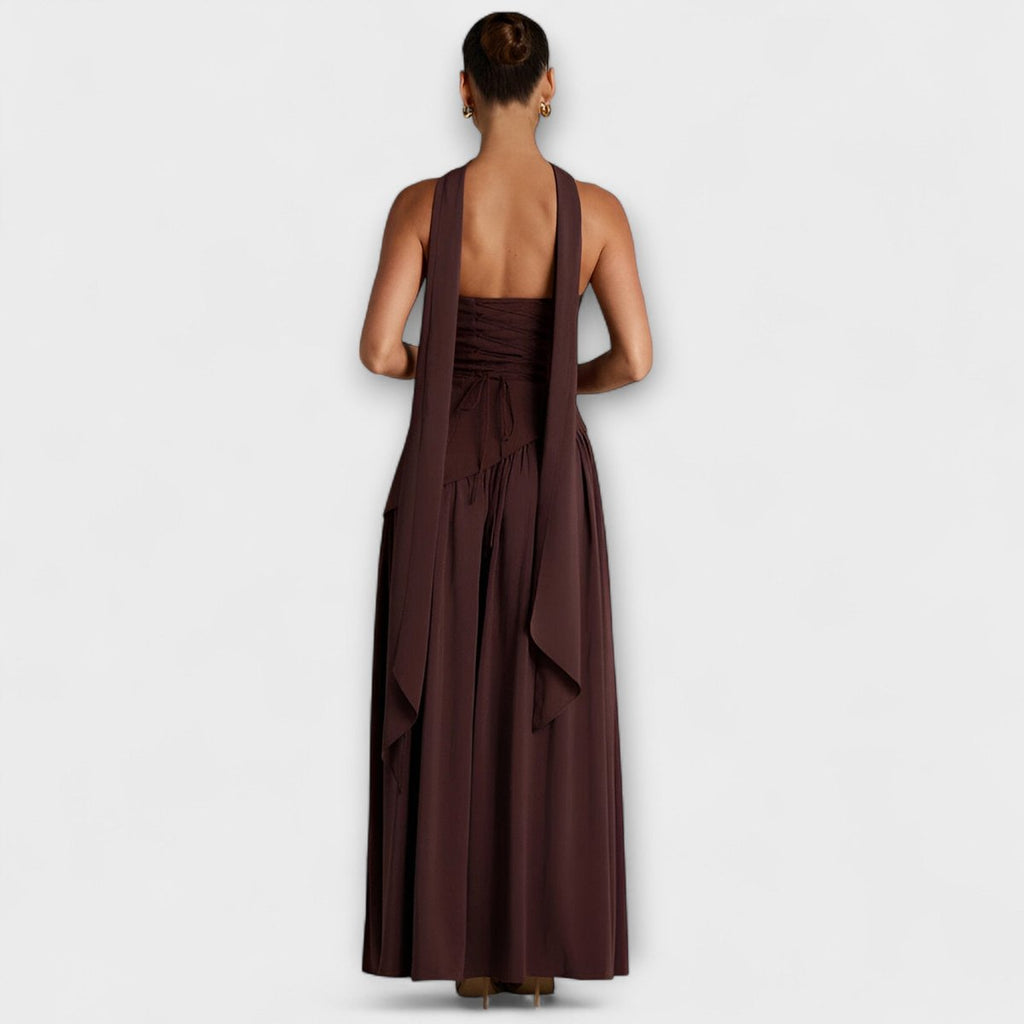 Women's Elegant Halter-Neck Flowing Maxi Dress