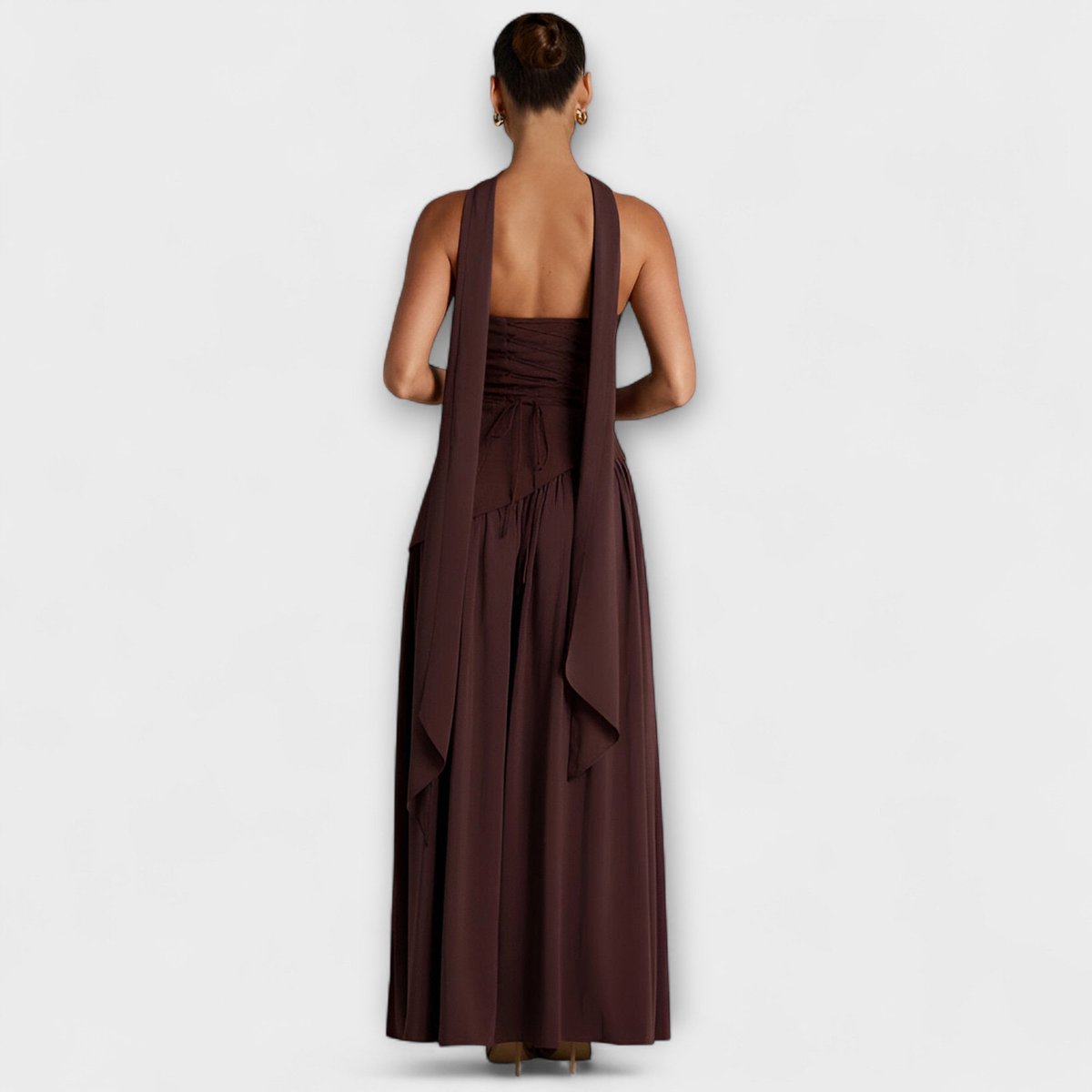 Women's Elegant Halter-Neck Flowing Maxi Dress