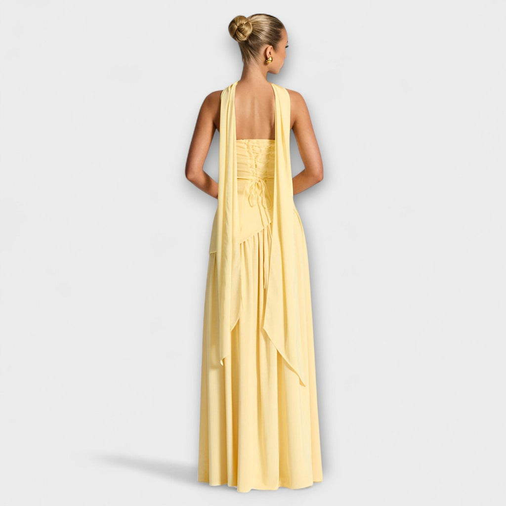 Women's Elegant Halter-Neck Flowing Maxi Dress