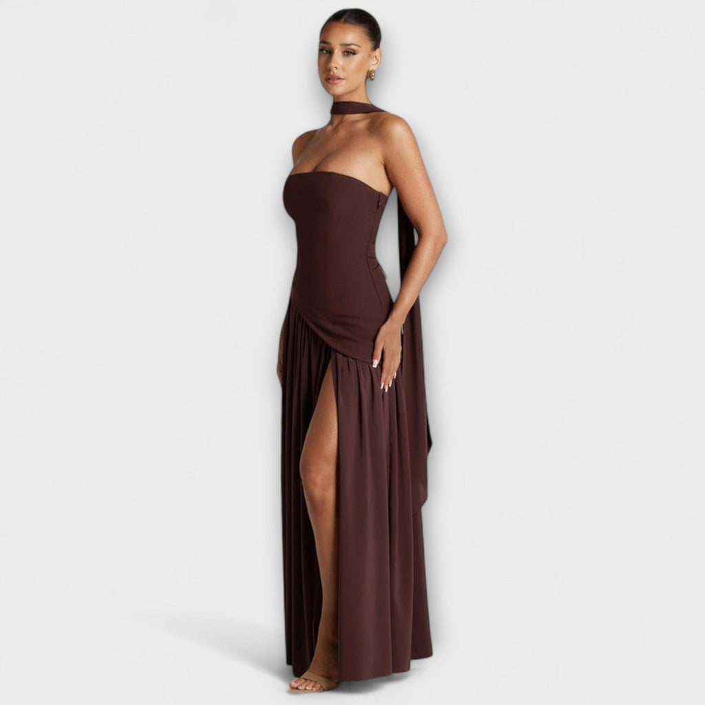 Women's Elegant Halter-Neck Flowing Maxi Dress