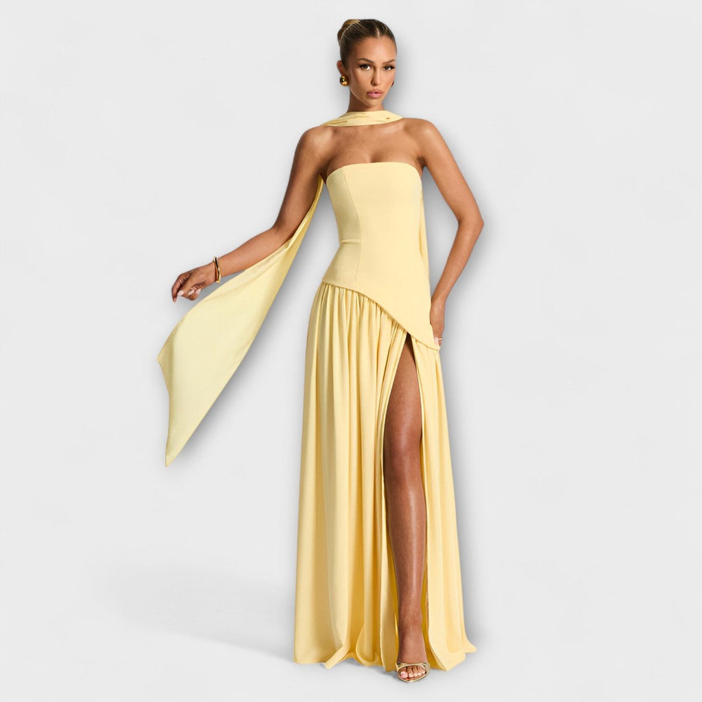 Women's Elegant Halter-Neck Flowing Maxi Dress