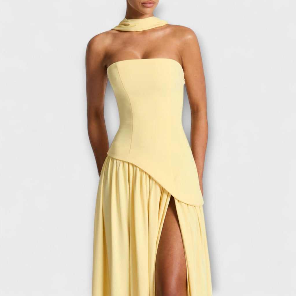 Women's Elegant Halter-Neck Flowing Maxi Dress