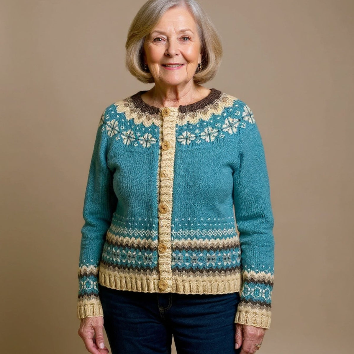 Women's Fair Isle Button-Front Knit Cardigan Sweater