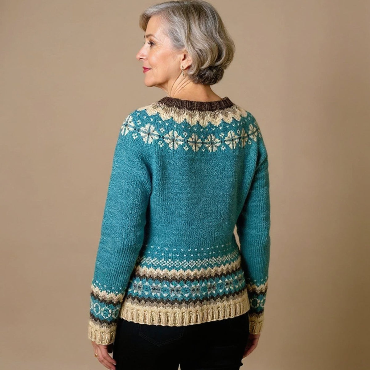Women's Fair Isle Button-Front Knit Cardigan Sweater