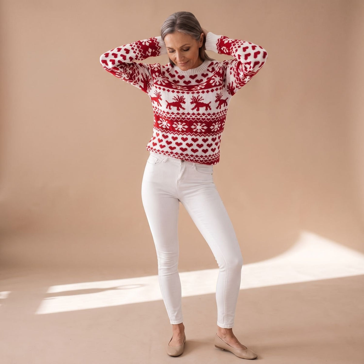 Women's Fair Isle Christmas Knit Crew-Neck Sweater