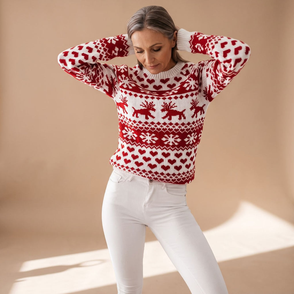Women's Fair Isle Christmas Knit Crew-Neck Sweater
