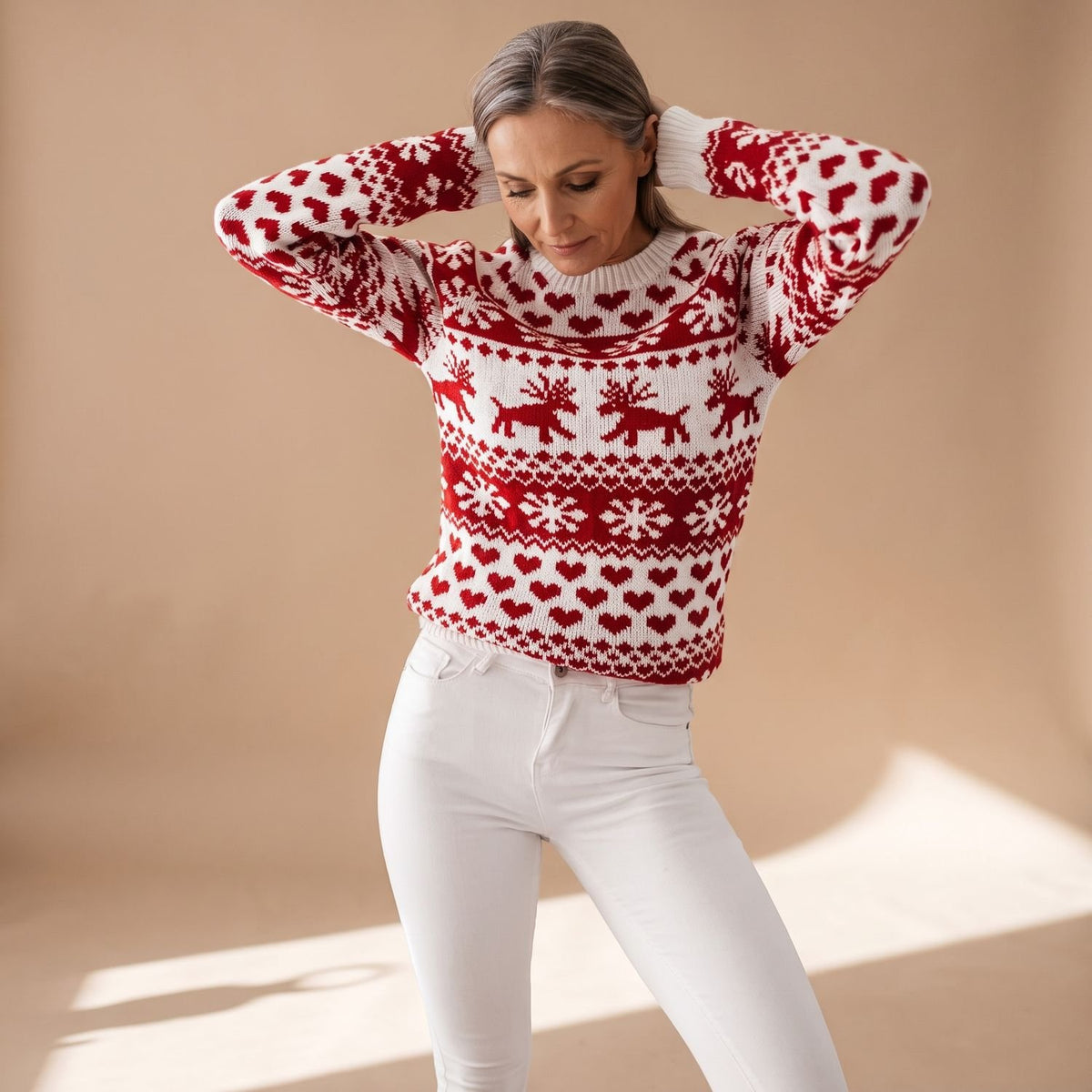 Women's Fair Isle Christmas Knit Crew-Neck Sweater