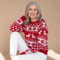 Women's Fair Isle Christmas Knit Crew-Neck Sweater - Red