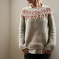 Women's Fair Isle Icelandic Knit Sweater Crewneck Pullover - Gray