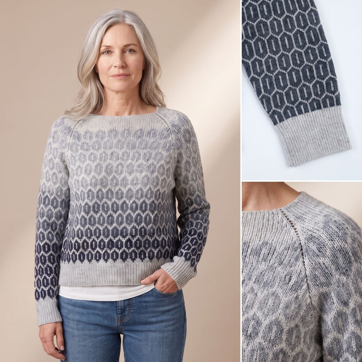 Women's Fair Isle Knit Crewneck Long-Sleeve Sweater