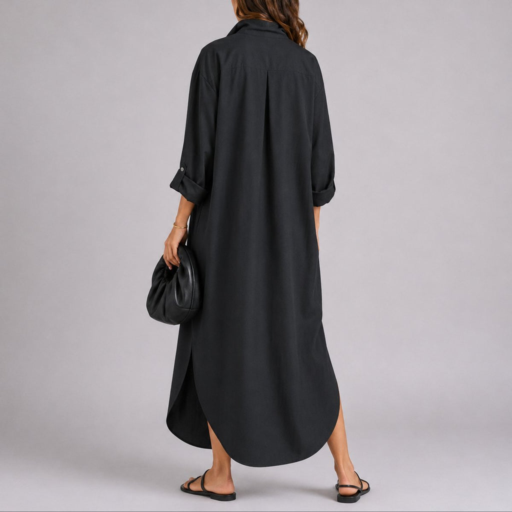 Women's Fall Wedding Guest Dresses Oversized Linen Button-Front Maxi