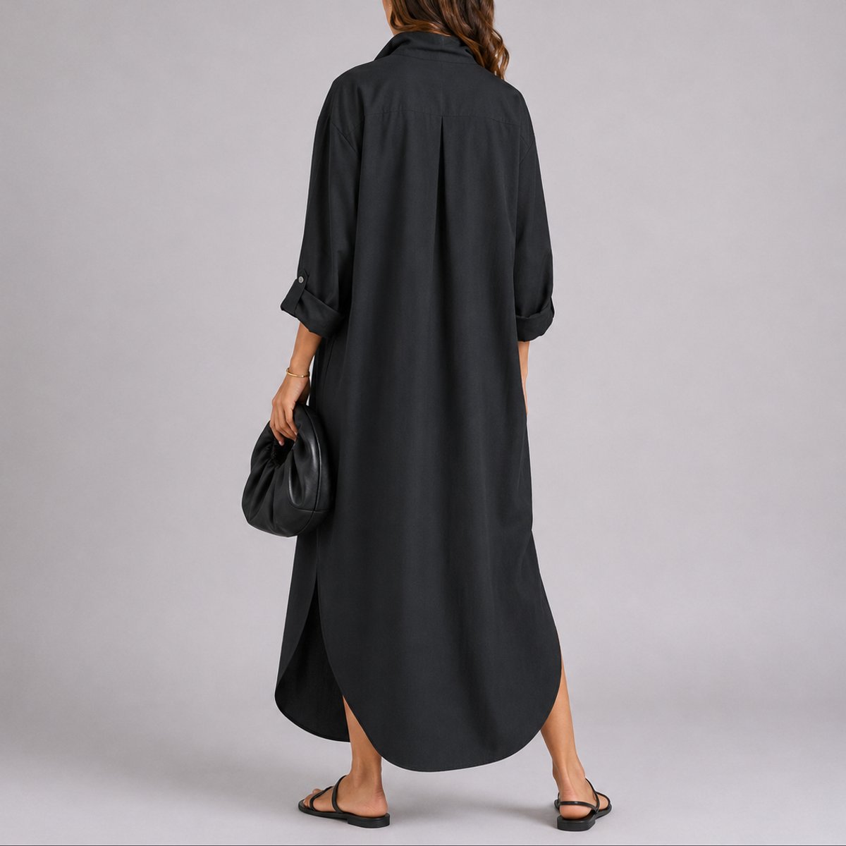 Women's Fall Wedding Guest Dresses Oversized Linen Button-Front Maxi