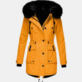Women's Faux Fur Hooded Insulated Winter Parka Coat - Gold