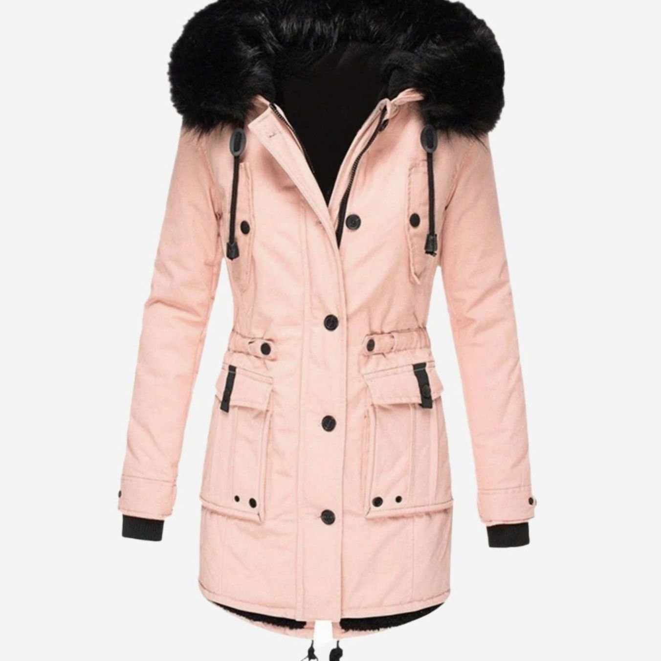Women's Faux Fur Hooded Insulated Winter Parka Coat - Pink