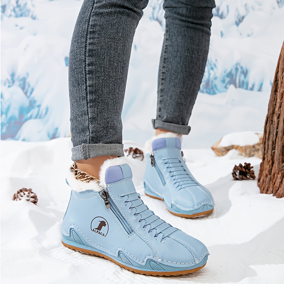 Women's Faux-Fur Lined Zip-Up Winter Ankle Boots