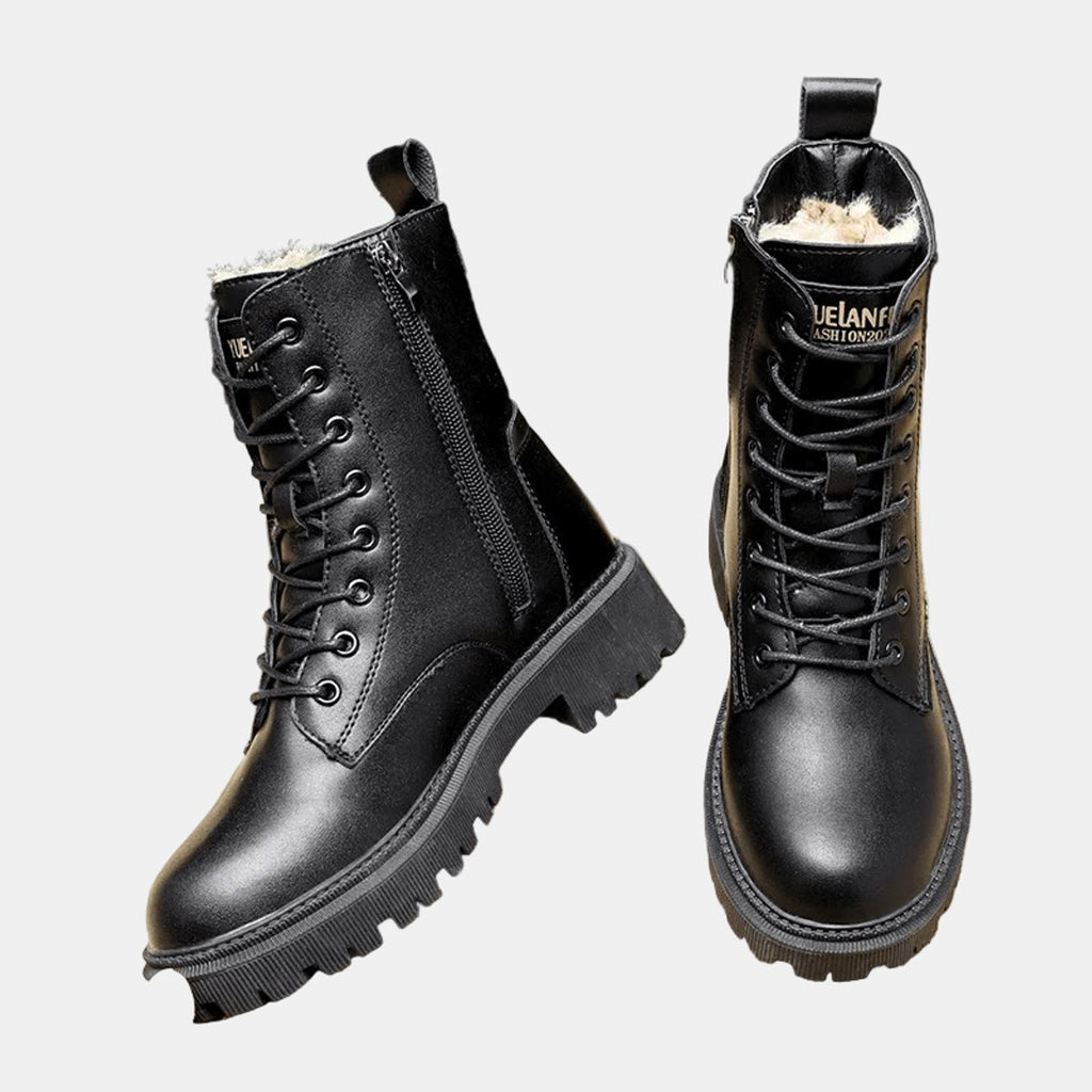 Women's Faux Leather Lace-Up Sherpa-Lined Knee High Boots