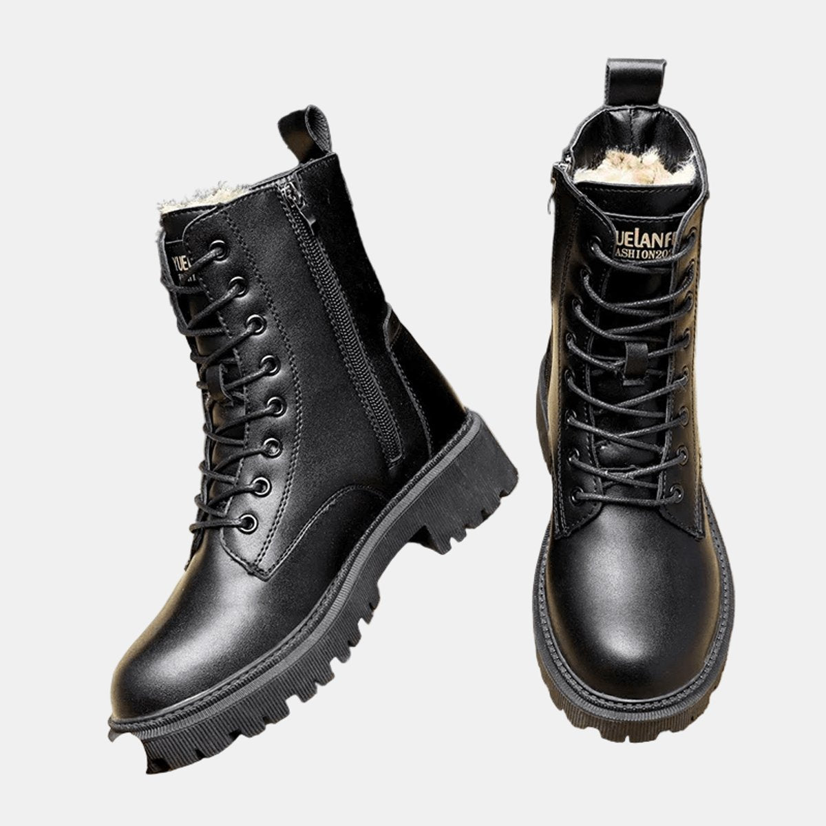 Women's Faux Leather Lace-Up Sherpa-Lined Knee High Boots