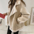 Women's Faux Shearling Relaxed-Fit Zip-Up Oversized Coat - Beige