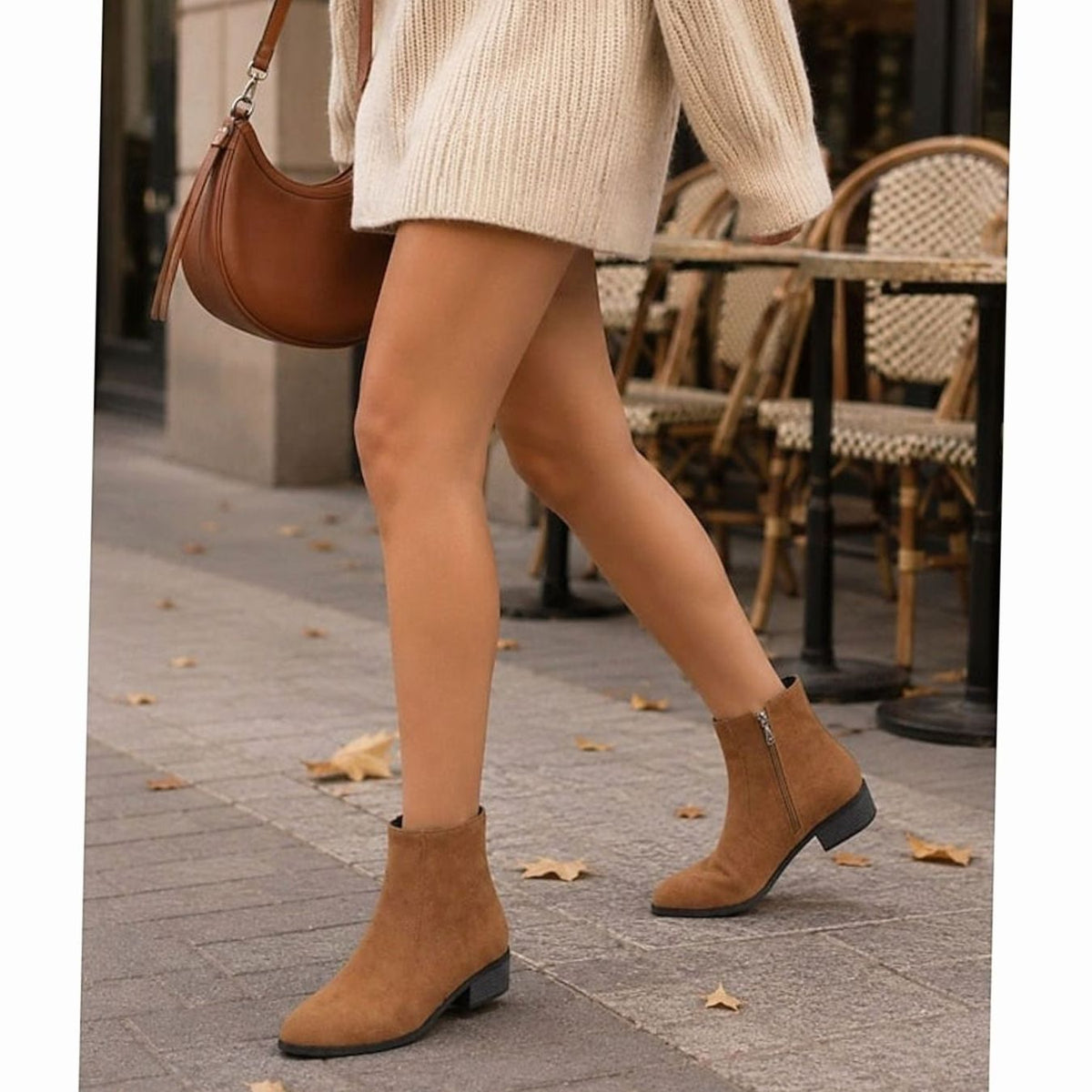 Women's Faux Suede Side-Zip Block Heel Ankle Boots