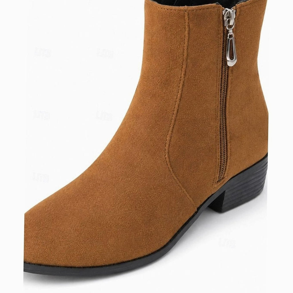 Women's Faux Suede Side-Zip Block Heel Ankle Boots