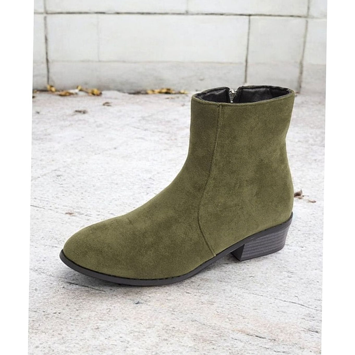 Women's Faux Suede Side-Zip Block Heel Ankle Boots