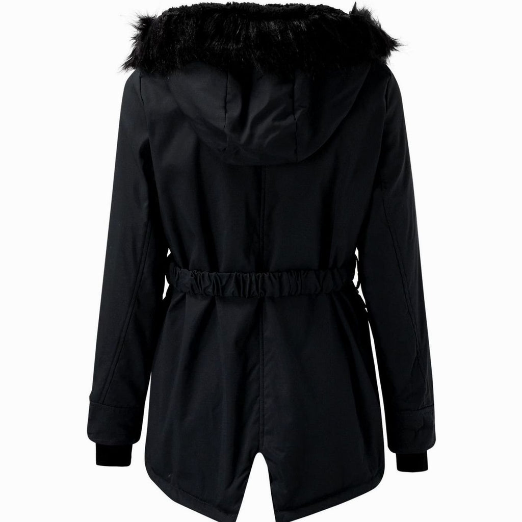 Women's Fitted Faux Fur Hooded Parka Winter Coat