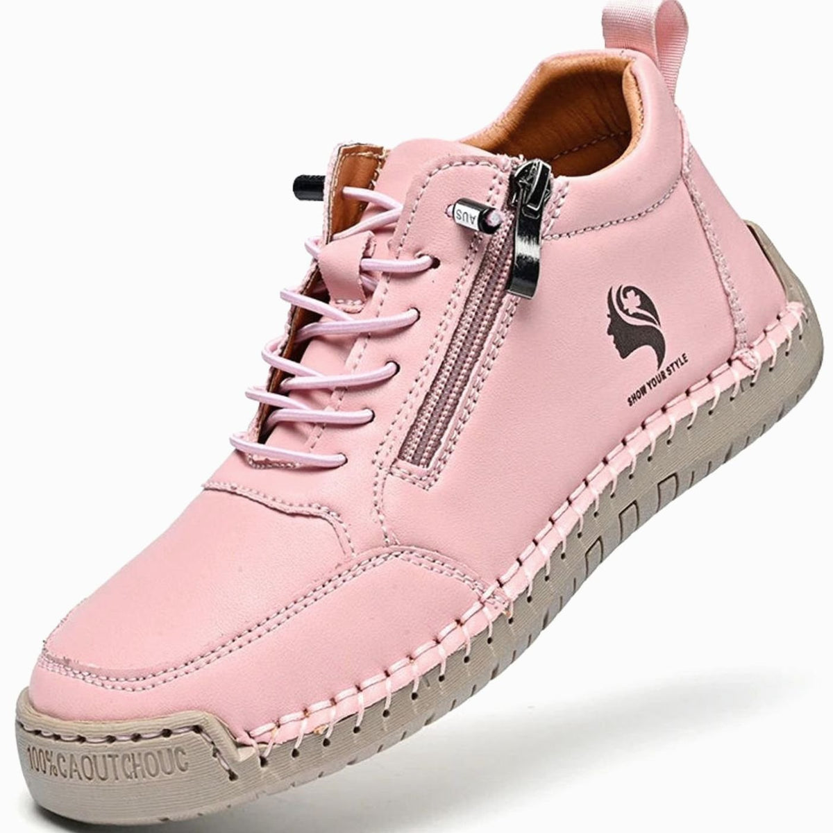 Women's Flat Ankle Boots Retro Round-Toe Side-Zip Booties
