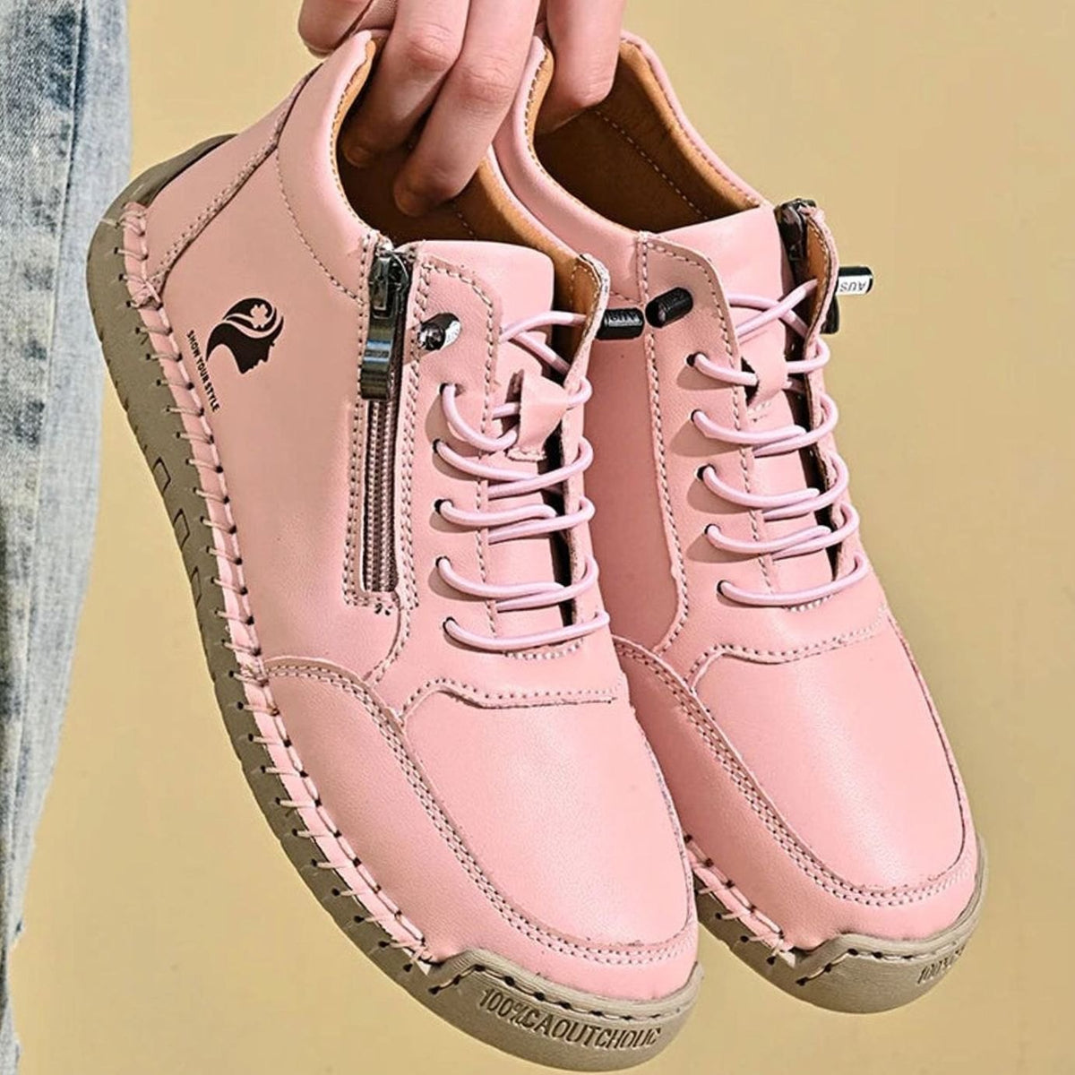 Women's Flat Ankle Boots Retro Round-Toe Side-Zip Booties
