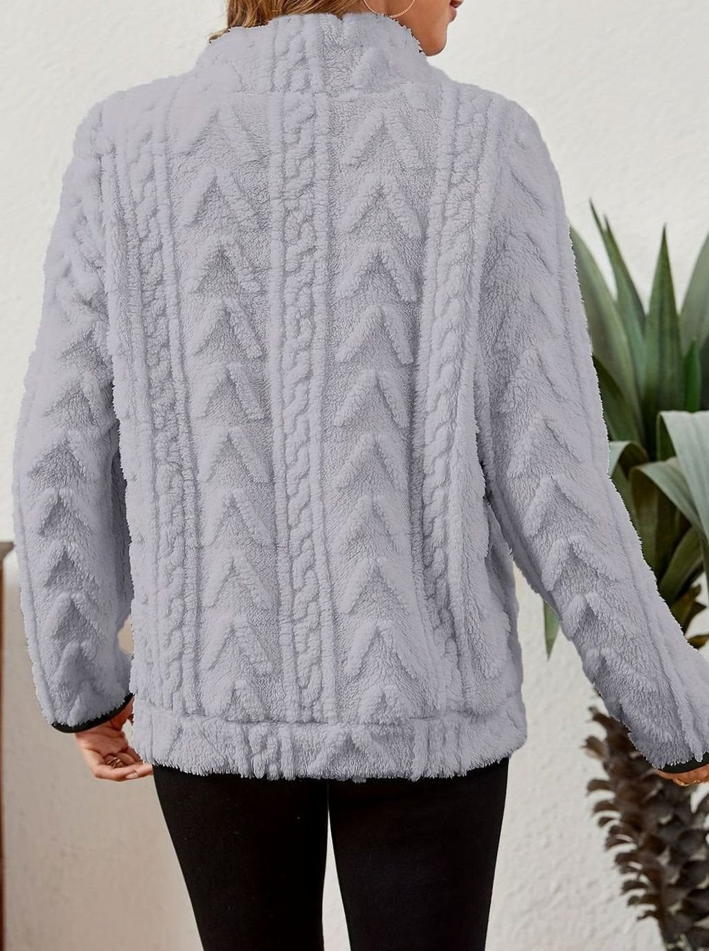 Women's Fleece Half-Zip Pullover Sweater Kangaroo Pocket