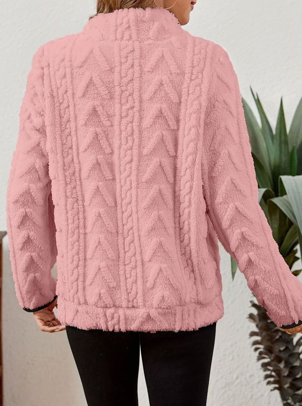 Women's Fleece Half-Zip Pullover Sweater Kangaroo Pocket