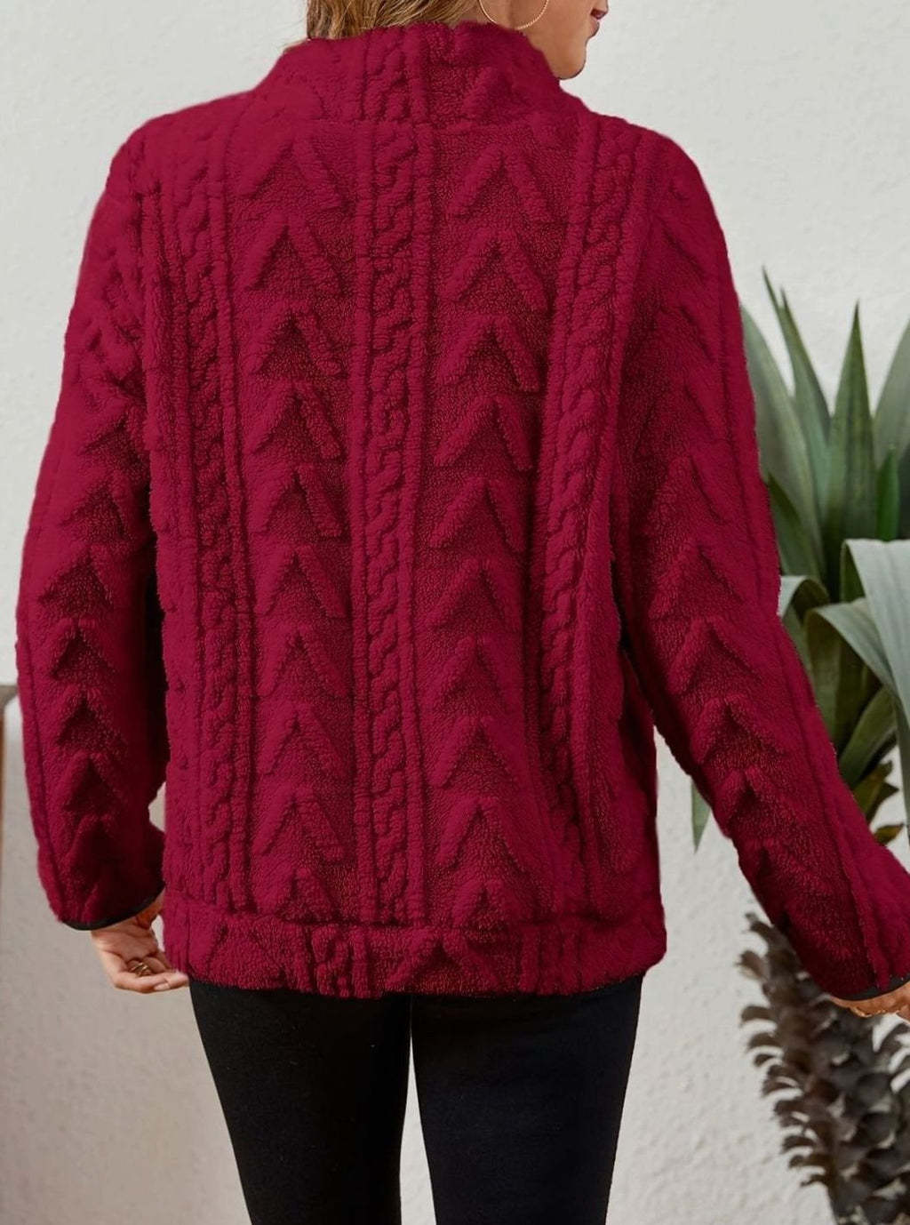 Women's Fleece Half-Zip Pullover Sweater Kangaroo Pocket
