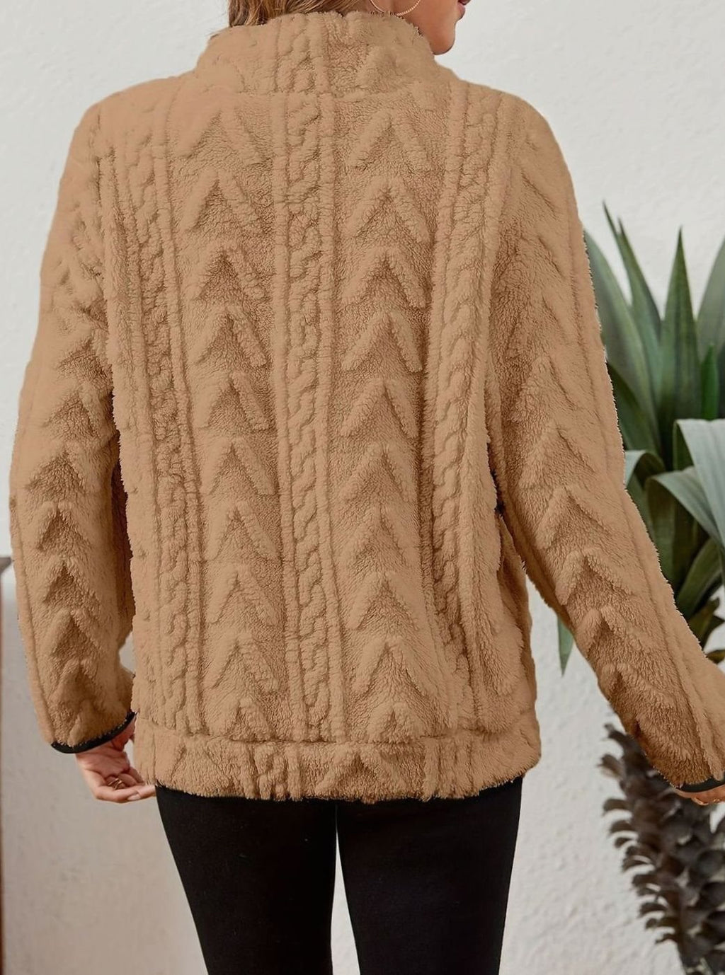 Women's Fleece Half-Zip Pullover Sweater Kangaroo Pocket