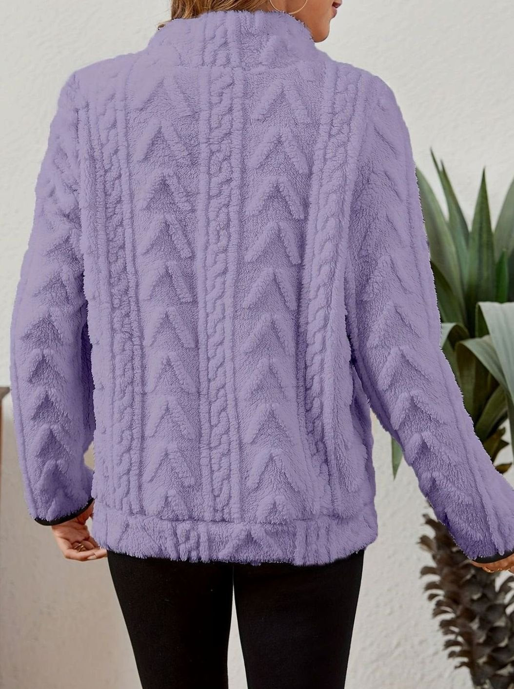 Women's Fleece Half-Zip Pullover Sweater Kangaroo Pocket