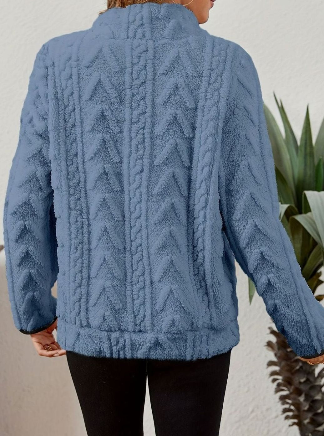 Women's Fleece Half-Zip Pullover Sweater Kangaroo Pocket