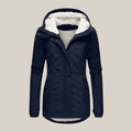 Women's Fleece-Lined Hooded Quilted Jacket Windproof Winter Parka - Blue