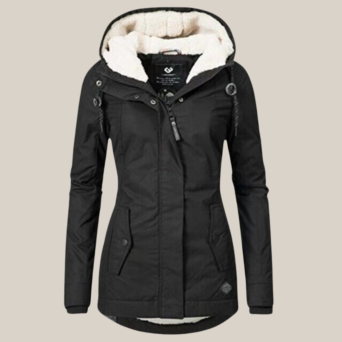 Women's Fleece-Lined Hooded Quilted Jacket Windproof Winter Parka
