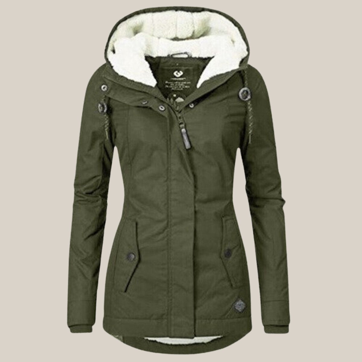 Women's Fleece-Lined Hooded Quilted Jacket Windproof Winter Parka