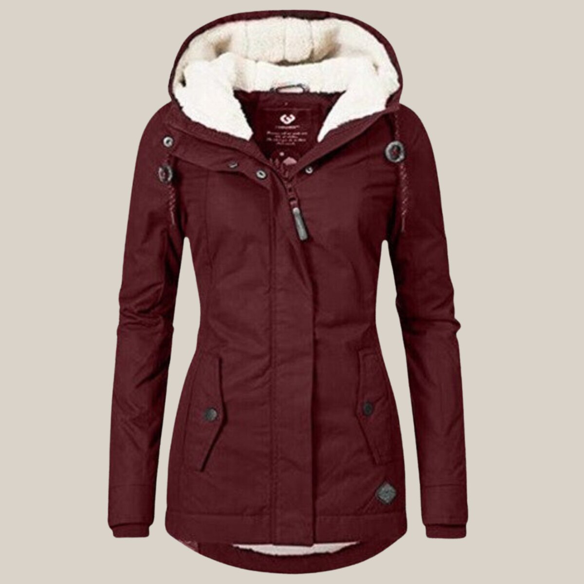 Women's Fleece-Lined Hooded Quilted Jacket Windproof Winter Parka