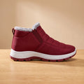 Women's Fleece-Lined Quilted Slip-On Ankle Boots - Dark Red