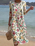 Women's Floral Embroidered Midi Party Dress - Multicolor