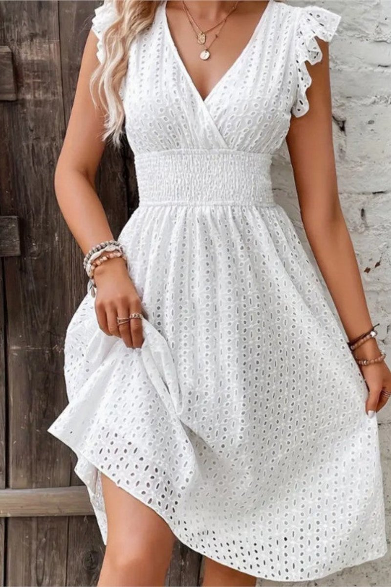 Women's Floral Lace Spaghetti Strap Swiss Dot Cocktail Dress