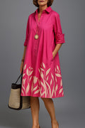 Women's Floral-Print A-Line Midi Cocktail Dress - Pink