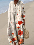 Women's Floral Print Long Sleeve Oversized Dress Maxi - Multicolor