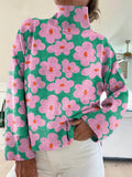 Women's Floral Print Mock Turtleneck Sweater Relaxed Fit - Multicolor
